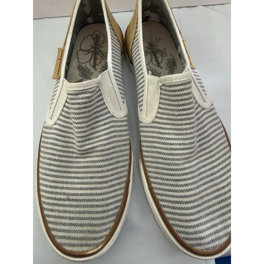Tommy Bahama Striped Canvas Slip-On Women's Casual Shoes White Blue Tan Gray 7.5